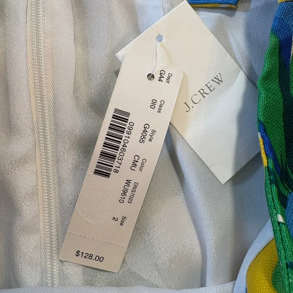 J.Crew‎ Womens Blue Yellow Linen Midi Floral Sheath Dress Size 2 NWT